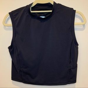 lululemon high-neck, open back, black crop tank